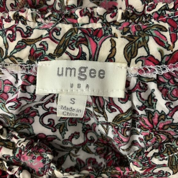 Umgee Boho Floral Tunic Dress Ruffle Hem Tassel Tie Peasant Blouse Small - Picture 5 of 6